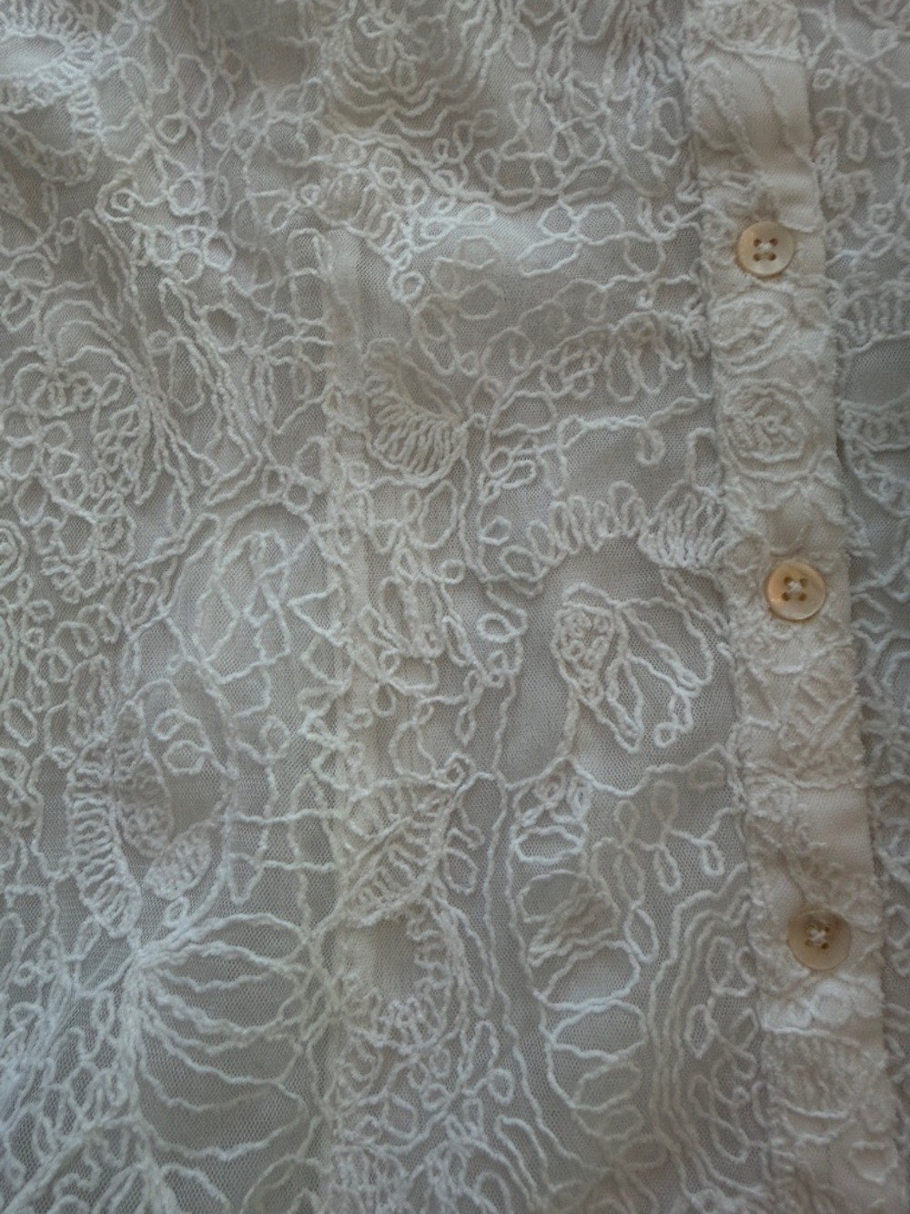 Coastal Grandmother Whimsigoth Soft Surroundings Lace Mesh Blouse Top Ivory M - Picture 13 of 16